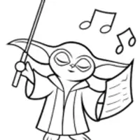 Baby Yoda conducting a symphony