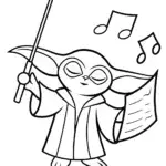 Baby Yoda conducting a symphony