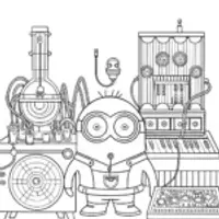 Minion inventing a music machine