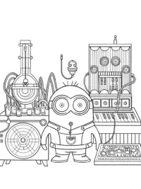 Minion inventing a music machine