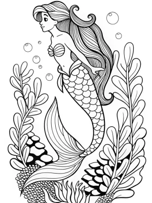 Little Mermaid singing underwater coloring pages