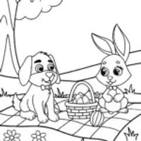Dog and rabbit picnic adventure