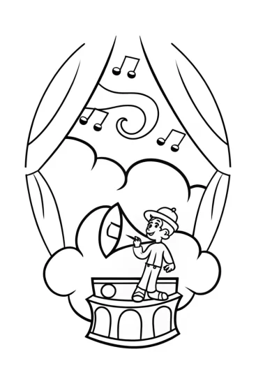 A coloring page of Luigi’s music box adventure
