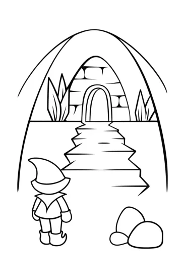A coloring page of Creeper’s quest for the lost gem