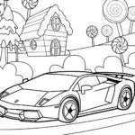 Lamborghini racing through candy land