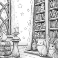Animals in the enchanted library