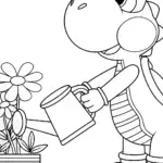 Yoshi watering star flowers