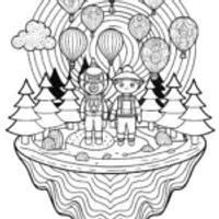 Heart explorers on a floating island