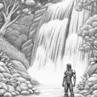 Black Panther by the waterfall