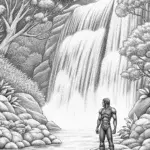 Black Panther by the waterfall