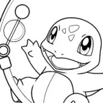 Charmander floating in a bubble