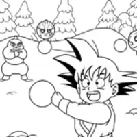 Goku snowball fight with aliens