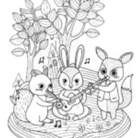 Woodland animals making music