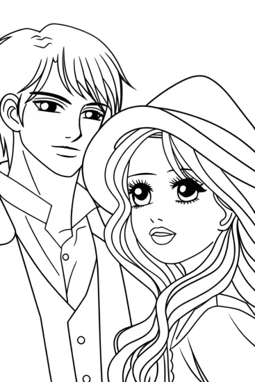 A coloring page of Banban meets dancing shadows