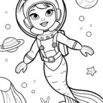 Mermaid astronaut exploring space