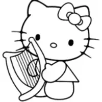 Hello Kitty playing a harp