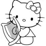 Hello Kitty playing a harp