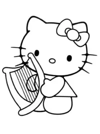 Hello Kitty playing a harp
