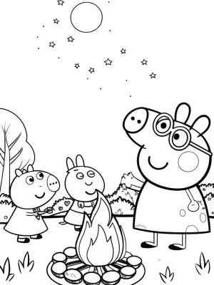 Peppa Pig campfire stories coloring pages