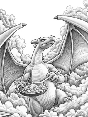Charizard cooking in the sky coloring pages