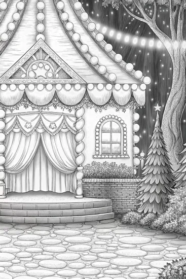 A coloring page of Whimsical love potion festival