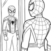 Venom in front of a magical mirror