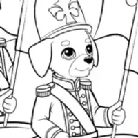 Puppy in a musical parade