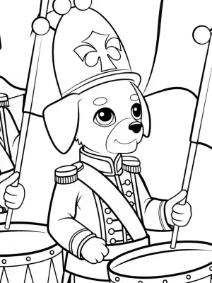 Puppy in a musical parade coloring pages