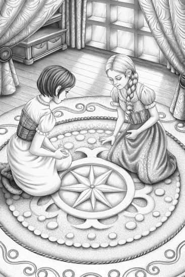 A coloring page of Mirabel’s enchanted sewing circle