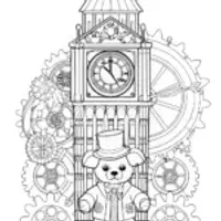 Puppy time traveler at the clock tower