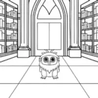 Monster guarding the enchanted library