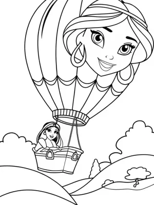Jasmine’s balloon adventure coloring pages