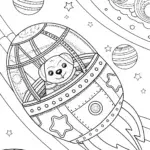 Puppy on a space train adventure