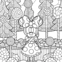 Minnie Mouse in a candy forest