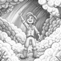 Blippi with cloud creatures