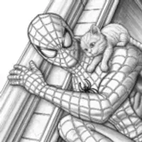 Spider-Man saving a kitten
