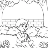 JJ playing music in a garden