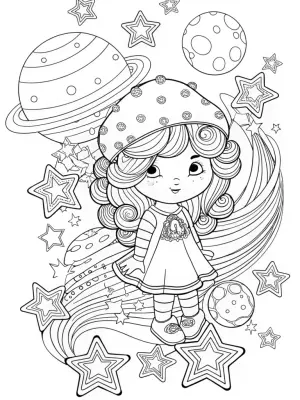 Strawberry Shortcake in space coloring pages