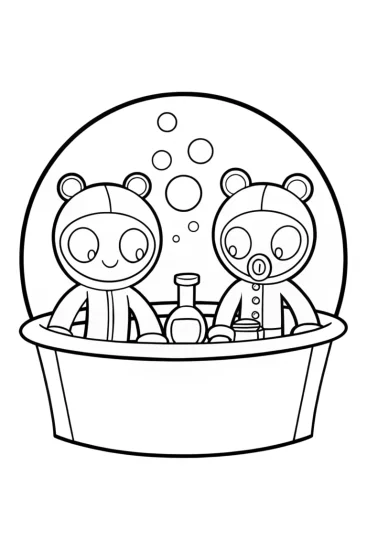 A coloring page of Octonauts bubble lab experiment