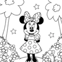 Minnie Mouse in a magical garden