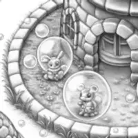 Tiny creatures in a bubble castle