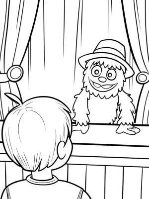 Huggy Wuggy’s shadow puppet show coloring pages