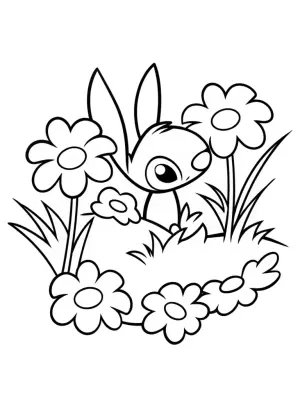 Stitch in a fabric garden coloring pages