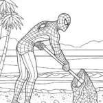 Spider-Man cleaning the beach