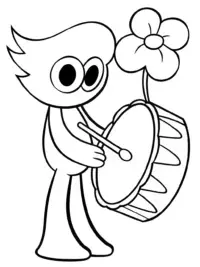 Huggy Wuggy playing a poppy drum