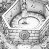 Wednesday Addams in a music box garden