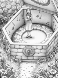Wednesday Addams in a music box garden