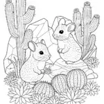 Chinchillas playing in a cactus garden