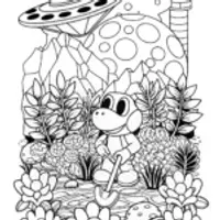 Yoshi gardening on an alien planet