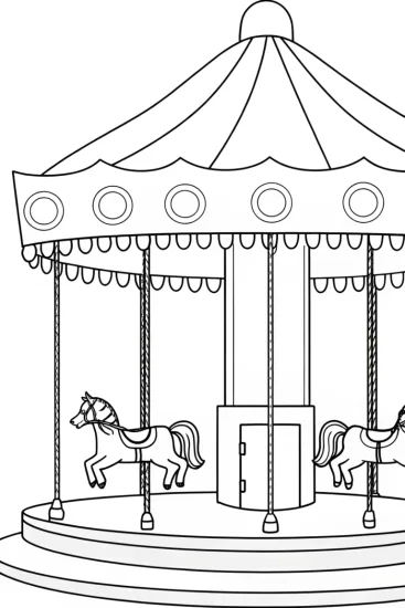 A coloring page of Lightning bolt carousel fun